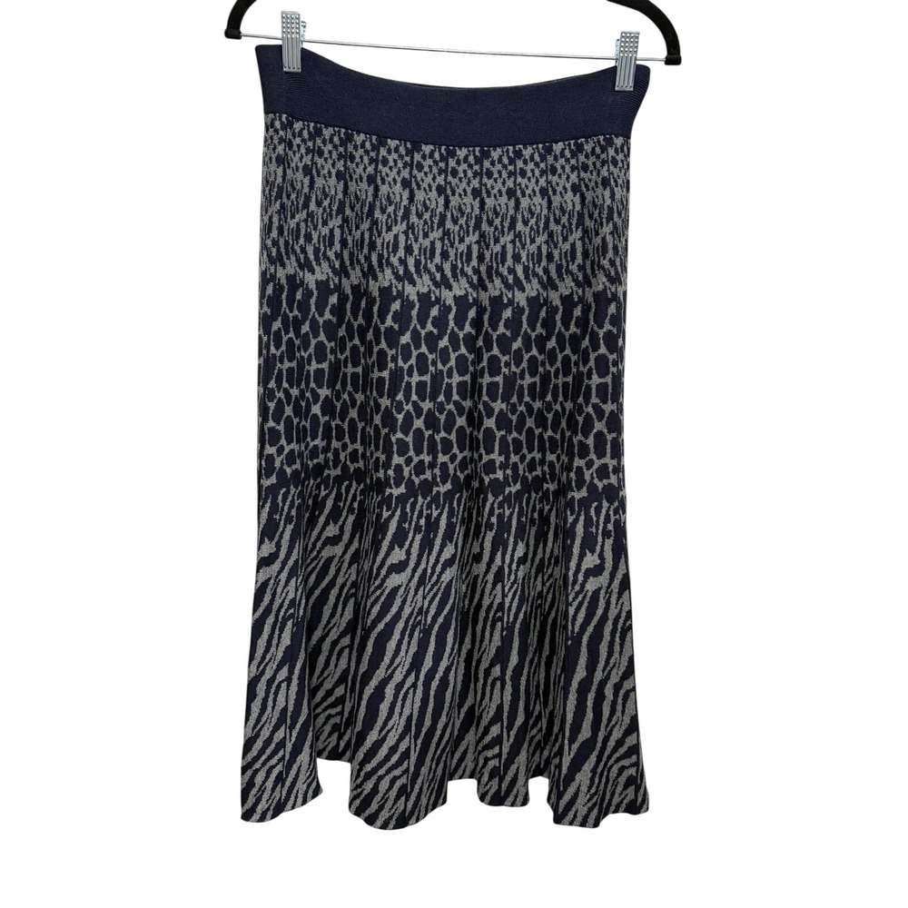 NWT Project By Kikit Womens M Animal Print Knit Midi Skirt Elastic Waist Preppy - Picture 2 of 15